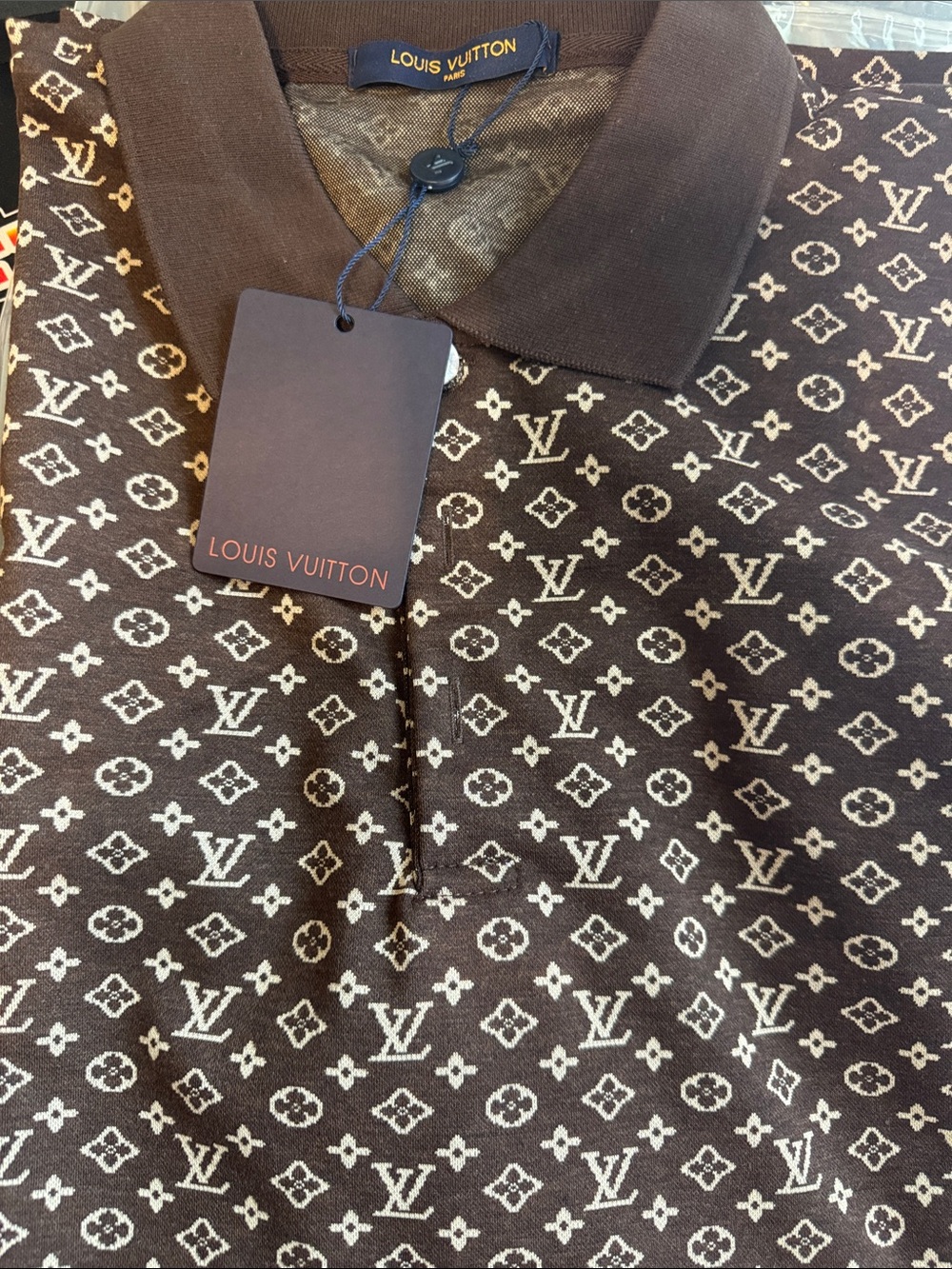 LV inspired Monogram Polo in Brown and Cream